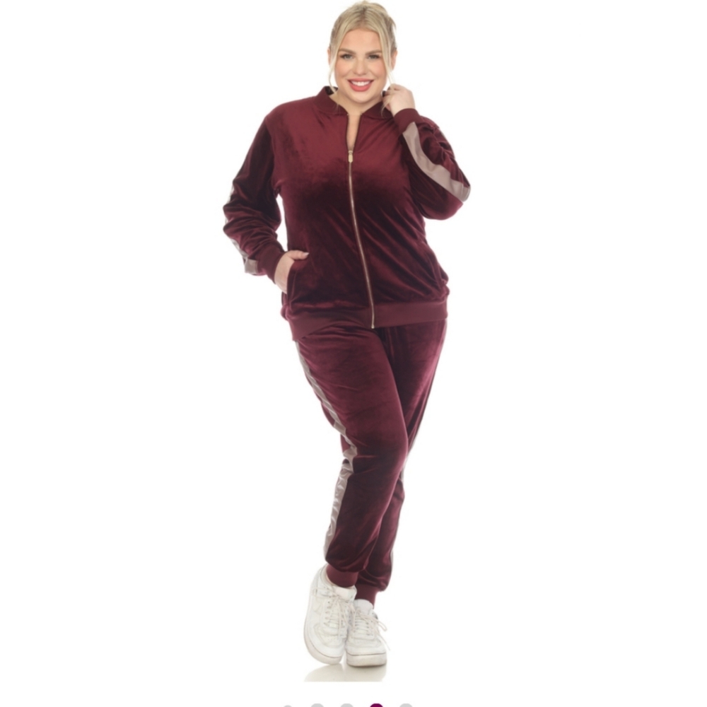 White Mark Maroon Bomber Jacket Set